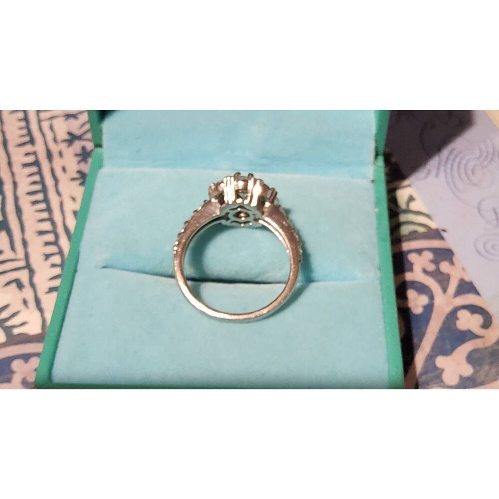 CERTIFIED 2.12 Ct. Genuine Moissanite Round Floral Cluster Bridal Ring Sz 8 - Picture 3 of 8